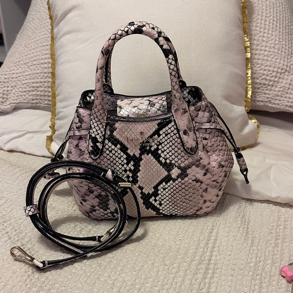 Kate Spade Mini Pink and Black Snake Print Satchel - Picture 2 of 5